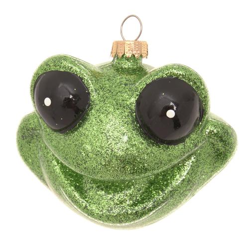 Frosch-Kopf, Grn, Glitterfinish, 9cm