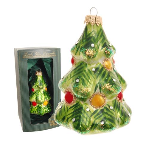 Weihnachtsbaum Porzellan-Look, grn/rot/gold 16cm